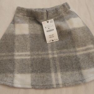Zara Gray and Cream Plaid Mini Skirt
